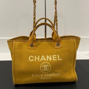 Chanel  Mixed Fibers Small Deauville Tote Yellow (JB1117)